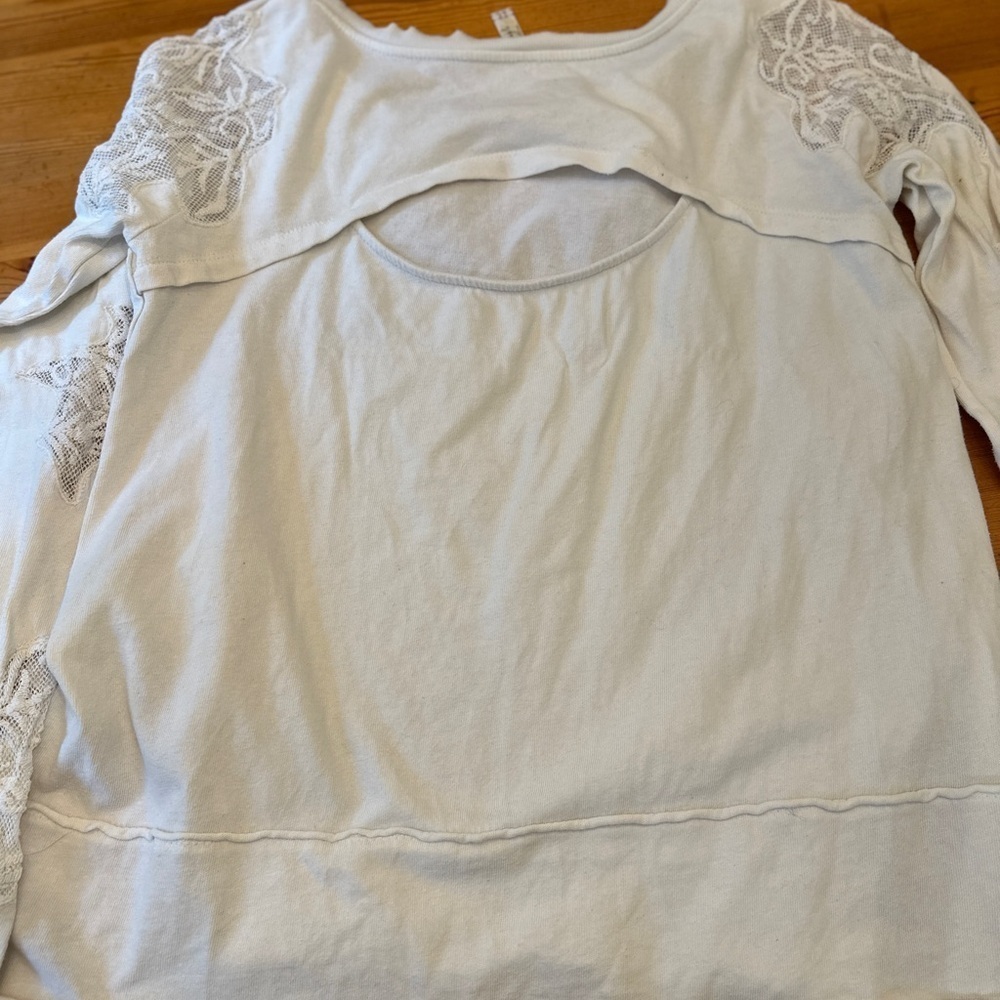 FREE PEOPLE Grandpa Jersey Outer Sunset Top in Ivory Lace women - S - Picture 3 of 11